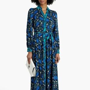 DIANE VON FURSTENBERG Alea floral-print crepe midi shirt dress - brand new